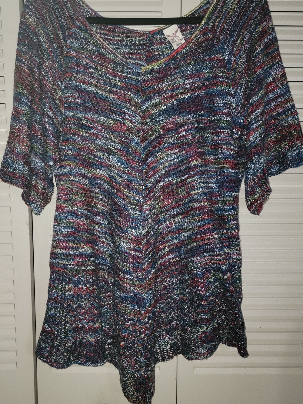 Multi-Color Knit Women's Short Sleeve Top